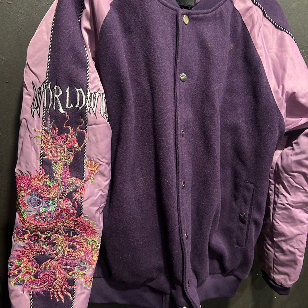 Boohoo Mens Purple and Pink Bomber Jacket
